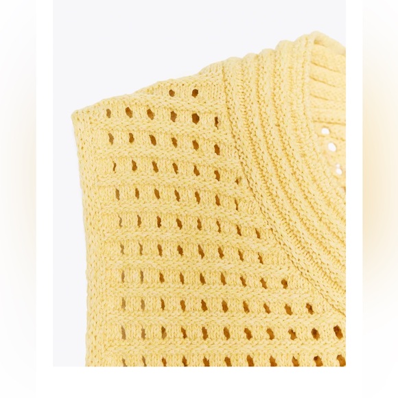 ZARA FRINGED CHECKERED KNIT TOP - Picture 6 of 6